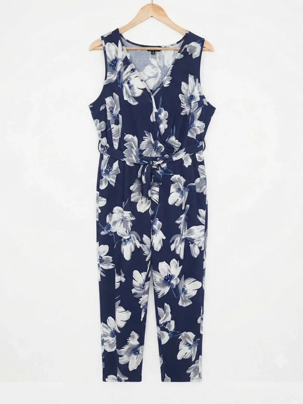 Venus Floral Wrap Jumpsuit in Navy